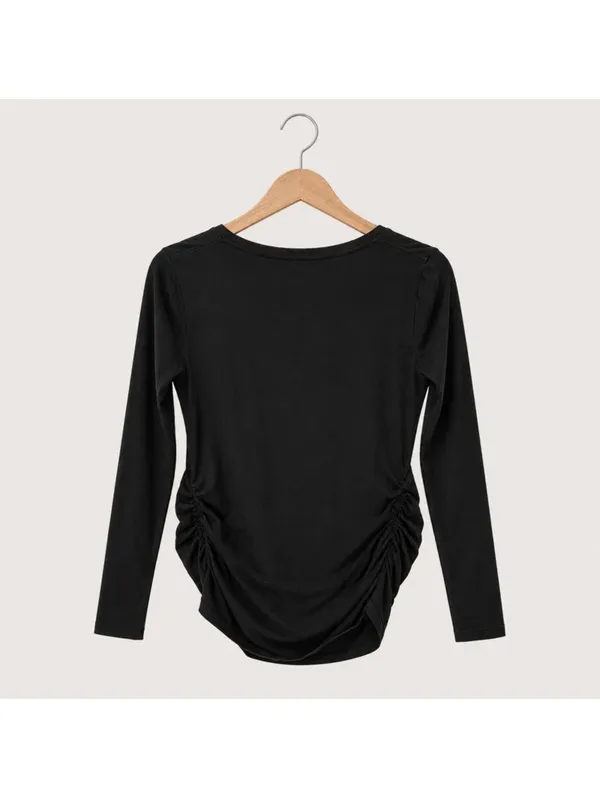 Old Navy Maternity Black Long Sleeve V-Neck Basic Top XS - Image 3