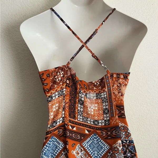 🆕Blu Pepper Patchwork Criss Cross Back Maxi Sundress S🆕 - Image 6