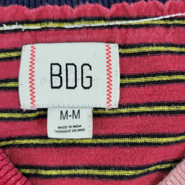 BDG UO Frazier Sweater M White Red Stripe Asymmetric Patch Waffle Knit Acadamia - Image 8