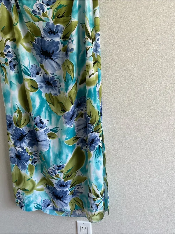 Kathie Lee Collection Blue & Green Floral Maxi Skirt - Image 2
