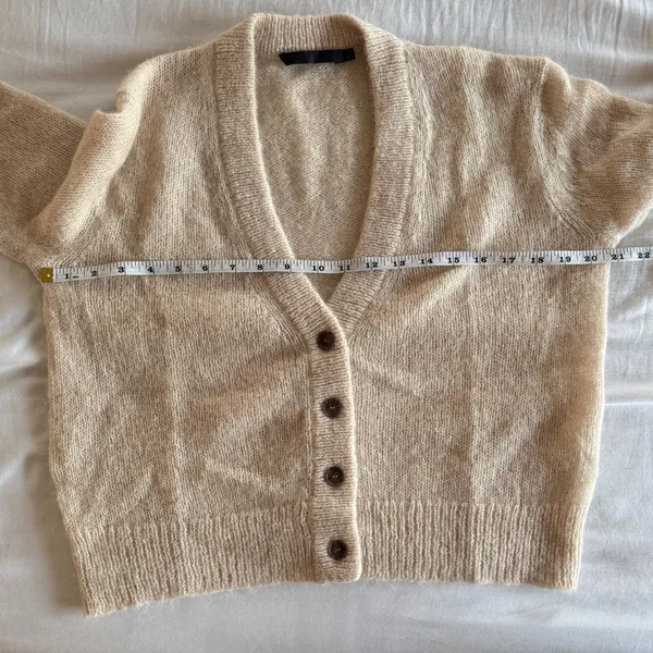 Jenni Kayne Boyfriend Alpaca Wool Knit Cardigan Sand Cream Off White Small - Image 7