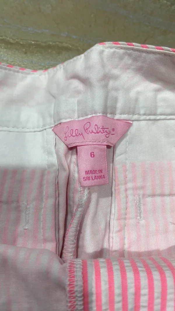 Lilly Pulitzer Pink Striped Shorts with Embellished Design Women’s 6 / Read Description The waist was modified and now is 24 inches. This short is for a girl with small waist (Please See the pics) - Image 5