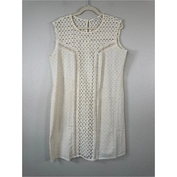 Sundance Cream Lace Shift Mini Dress Womens XL Summer Casual Boho Beachy - Image 8
