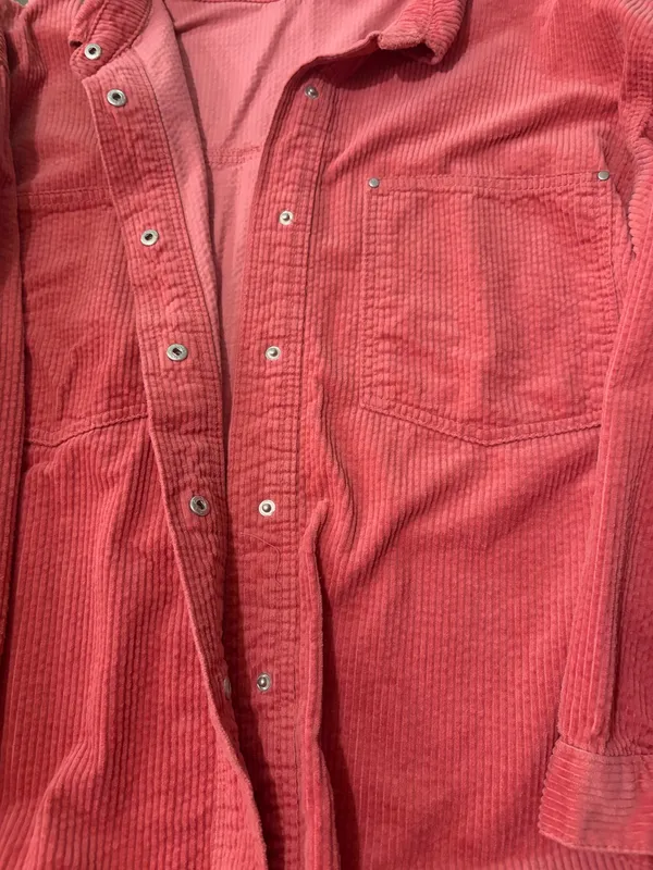 Forever 21 Pink Corduroy Button Front Shacket Overshirt Size Small - Image 3