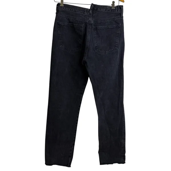 Agolde Criss Cross High Waist Jeans 29 Womens Black Shambles Cotton Frayed - Image 2