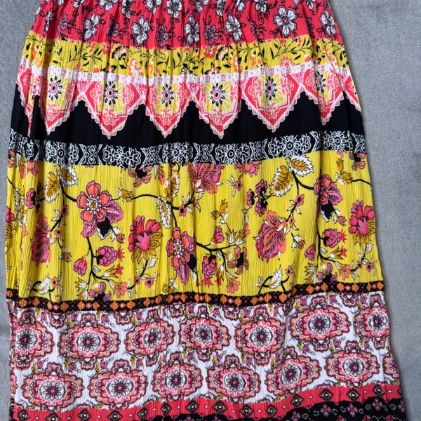 BOHO Patchwork Tiered‎ High Low Maxi Skirt Floral Ruffle Peasant Gypsy Size XS - Image 6