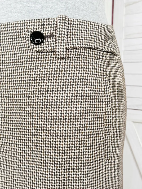 Banana Republic Houndstooth Wool Blend Pencil Skirt Brown Cream 6 Preppy Office - Image 5
