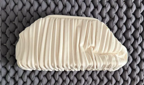 Pleated Dumpling Clutch White - Image 7