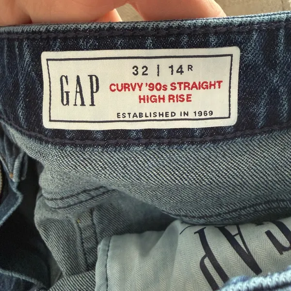 GAP Curvy 90s Straight High Rise Jeans Dark Wash Size 32 14R - Image 6