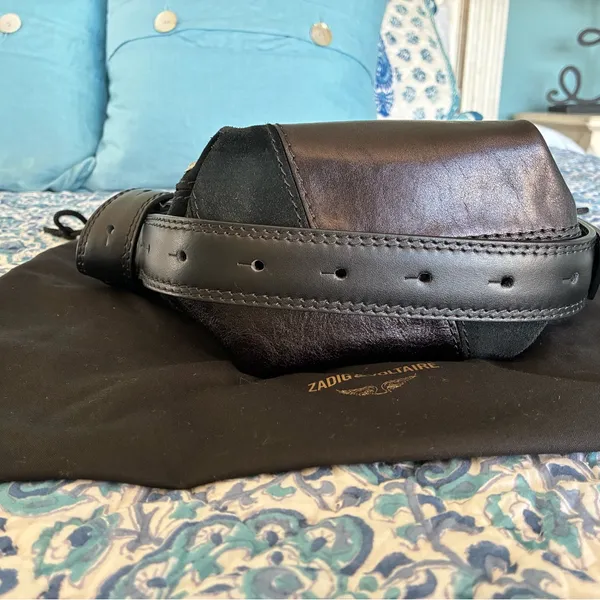 Zadig & Voltaire Black Leather Le Cecilia Patchwork Silver Studded Shoulder Bag - Image 10