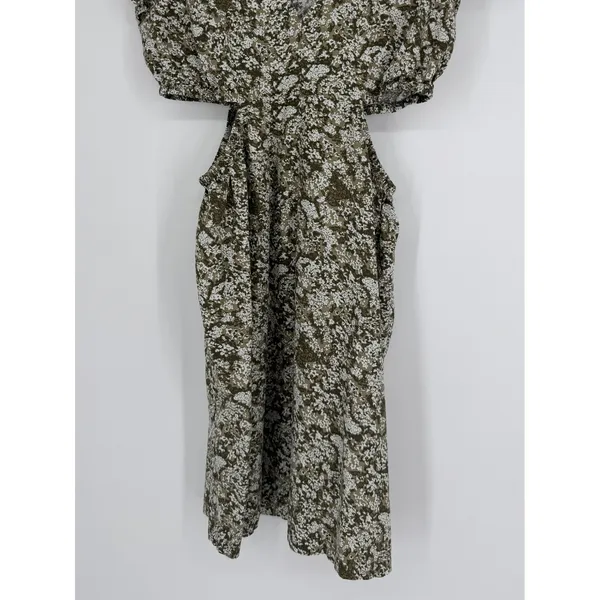 Rails Nyla Olive Vine Cut Out‎ Mini Dress Medium Green Floral Boho Summer Cotton - Image 6