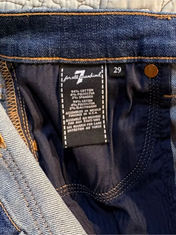 💥NWT 7 For All Mankind Edie High Rise Crop Straight Jeans Grommet Raw Hem~29🧡 - Image 12