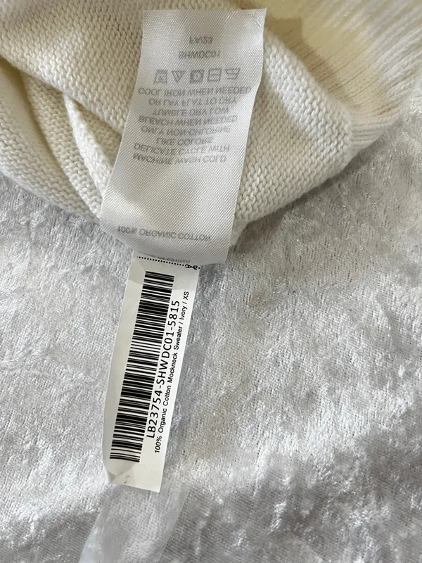 Quince Sweater Women's Ivory Organic Cotton knit Mock Neck Pullover Size XS - Image 7