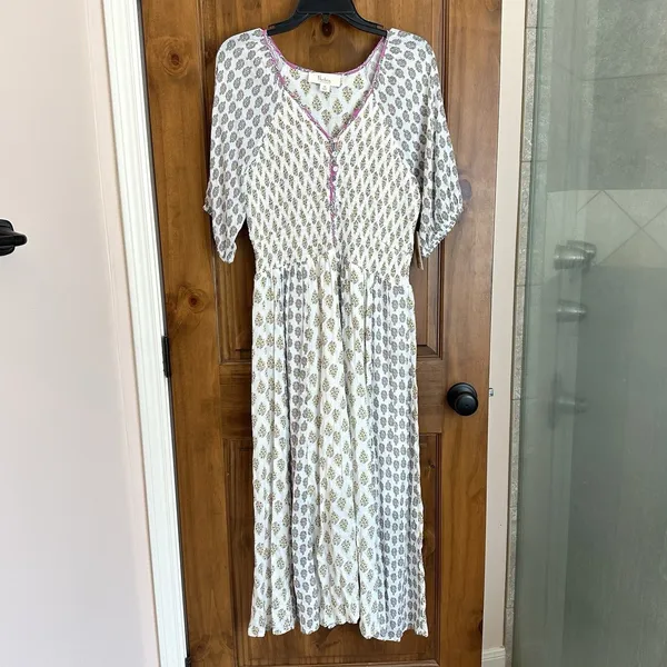 Nurture Westbound Maxi Dress Med Patchwork Boho Peasant Cottage Ren Fair NWT - Image 2
