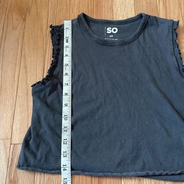 SO Shirt Womens XS Gray Tank Top Crop Cotton Ladies - Image 3