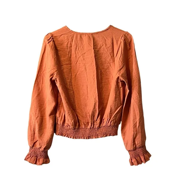 Hem & Thread ANTHROPOLOGIE Mauve Summer Blouse With Ruffles Size‎ Large Boho - Image 2