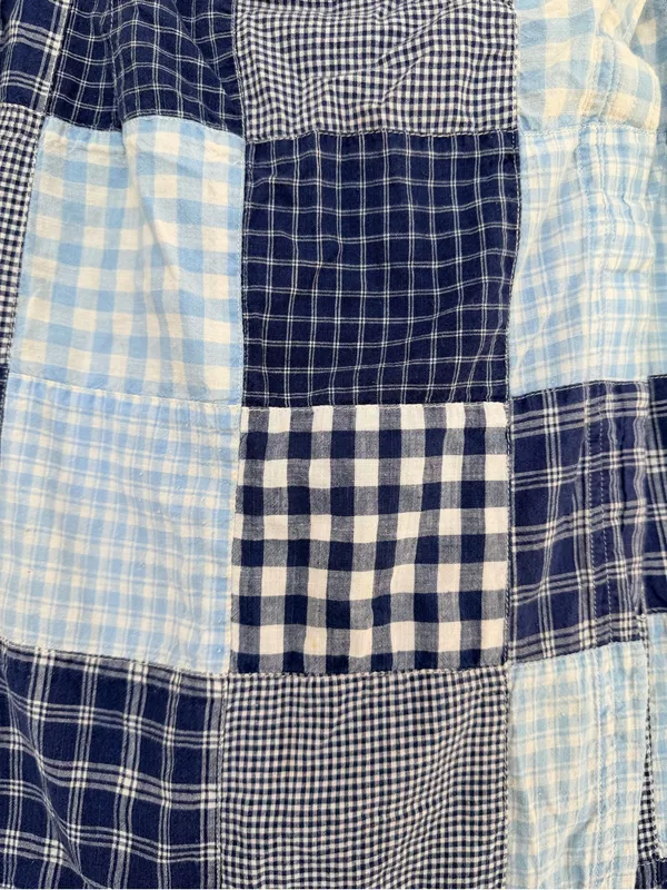 VTG y2k boho chic Blue Patchwork wrap Midi Skirt with Button Detail Size 14 - Image 3
