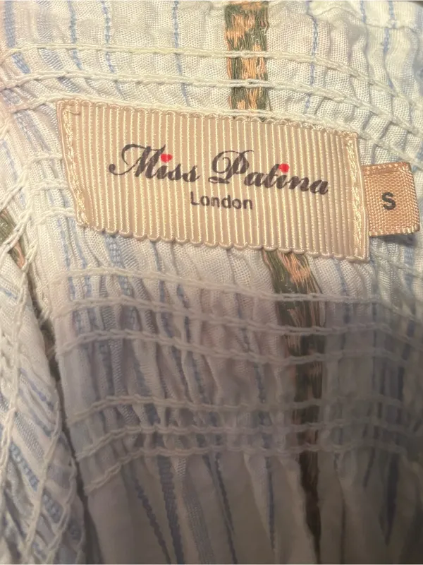 Miss Patina 100% Cotton Embroidered Smocked Off Shoulder Dress Size Small - Image 5