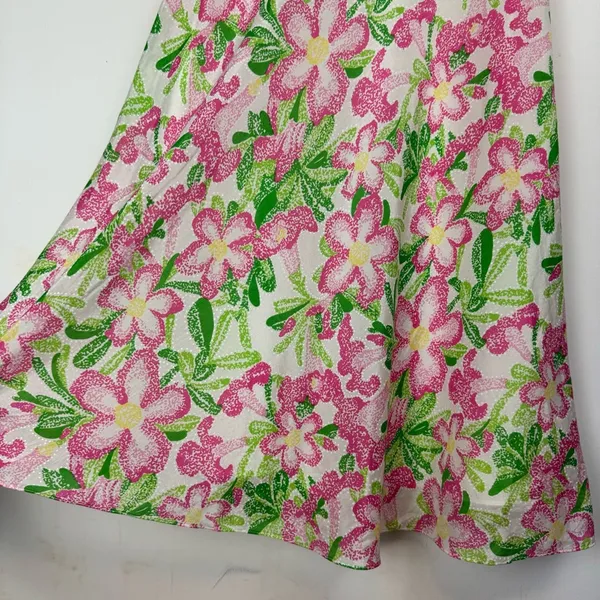 Lilly Pulitzer Floral Midi Dress Sz 2 Cotton Silk Blend Halter Neck Bow Tie Back - Image 7