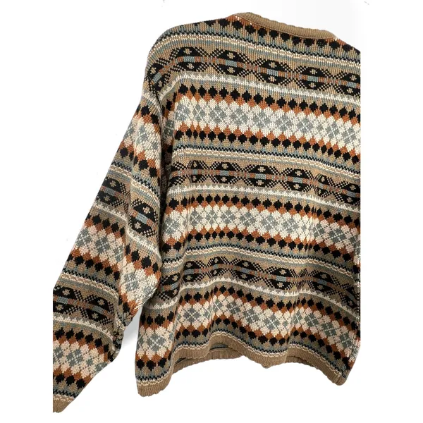 Tally-Ho Vintage L Aztec print cardigan wool blend Cardigan Knit 70's Womens - Image 7