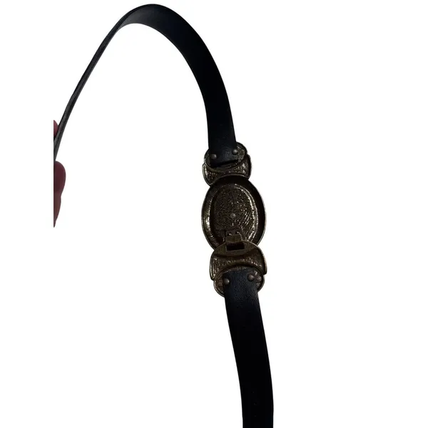 Chicos Womens Black Leather Belt W/ Two-Tone Decorative Buckle S/M SKU 6989 - Image 3