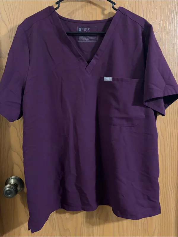 Figs Women’s Deep Purple One Pocket Catarina Scrub Top‎ XXL - Image 2