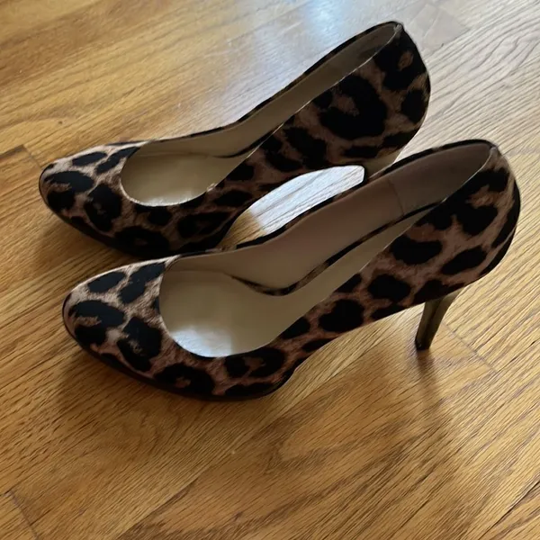 NINE WEST Leopard Faux Stiletto Platform Pumps- 8M - Image 4