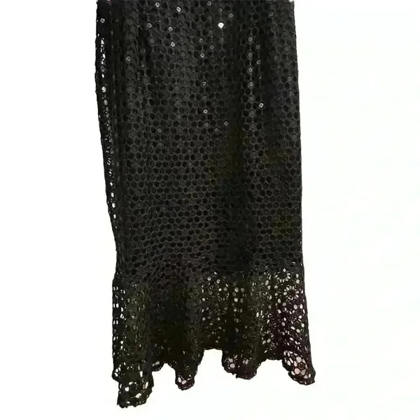 Lulus Women's XL Black Crochet‎ Sleeveless V-Neck Midi Dress-NWT - Image 12