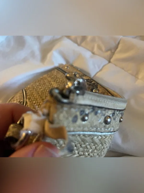 Woven Straw Clutch with Snakeskin Trim AS IS - Image 6