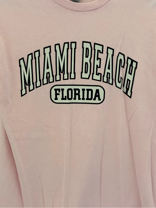 Pink Miami Beach Florida Graphic Tee - Image 2