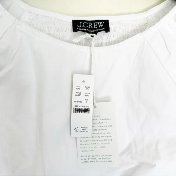 NWT J.CREW Fitted Puff-Sleeve Top White 8 - Image 4