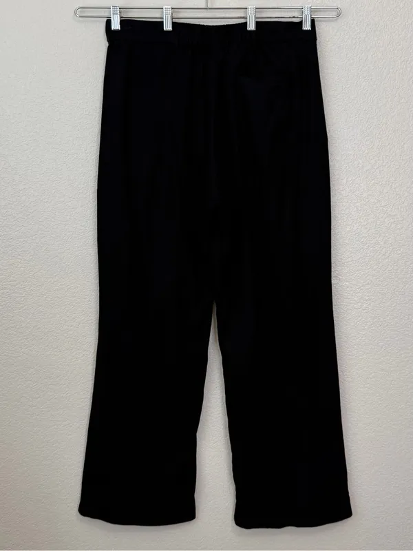 Old Navy Linen Blend Black Taylor Wide Leg Trouser Pants, Sz Large - Image 6