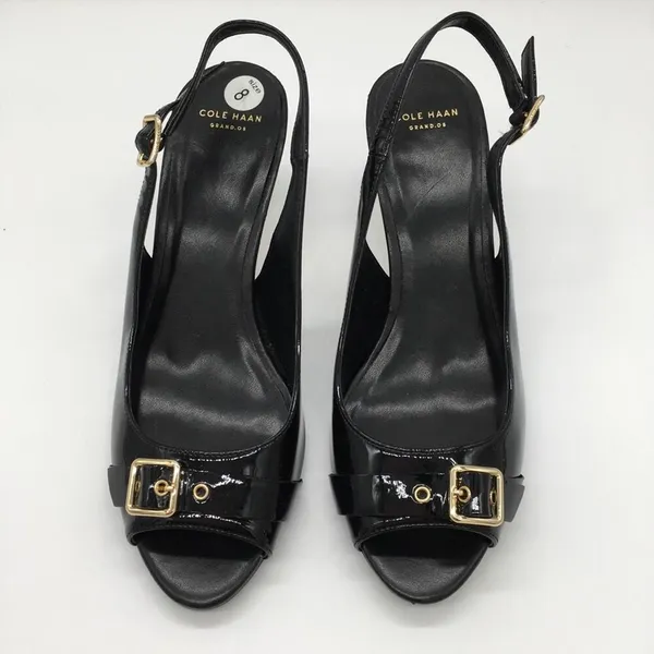 Cole Haan Grand OS Peep Toe Slingback Heel - Black - 8 - Image 2