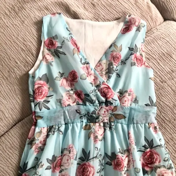 Boho Floral Dress Blue Size M - Image 7