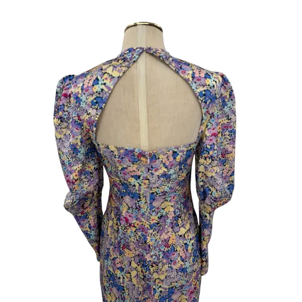 Elliatt Mackenzie Floral Puff Sleeve Cutout Back Maxi Dress Multi NWT Size Small - Image 9