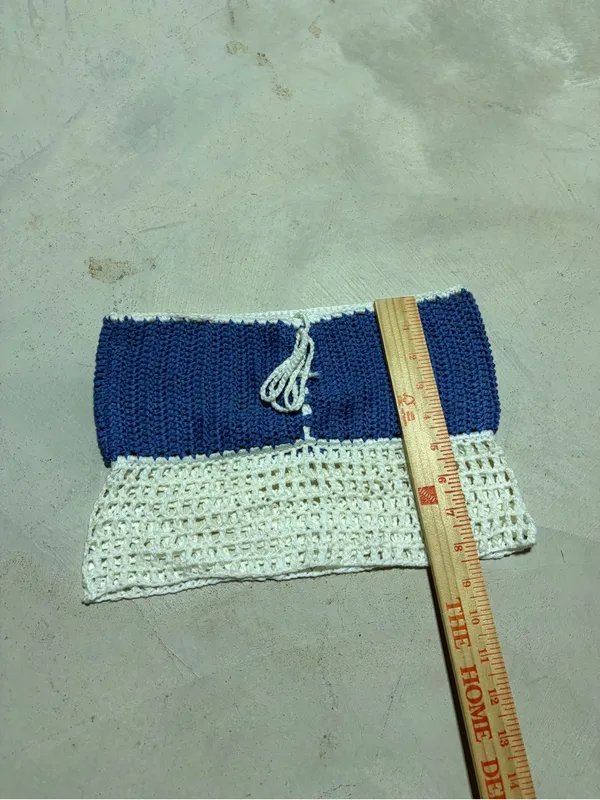 Edikted Blue and white Crochet top strapless XS/S - Image 6