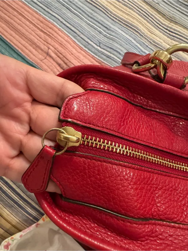 Coach Ellis Tote 33961 Red Pebbled Leather Gold Hardware - Image 3
