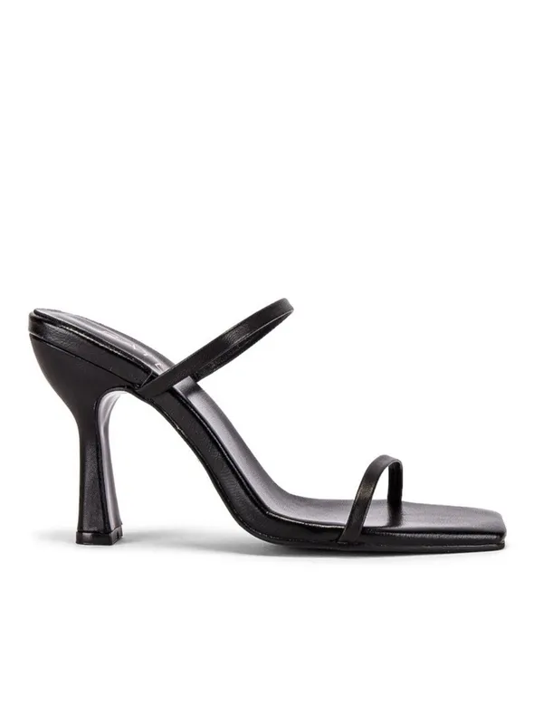 RAYE Rouge Leather Black Slip On Heeled Sandals - Image 4