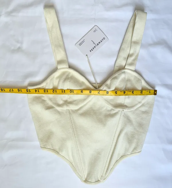 Peppermayo NWT Jaide Organic Cotton Rib Corset Top - Ivory - L - Image 11