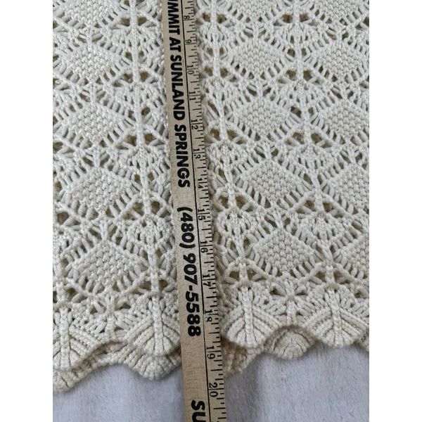 Willow & Root Diamond Pointelle Cardigan Sweater Cream Sz M Cottagecore Boho Top - Image 12