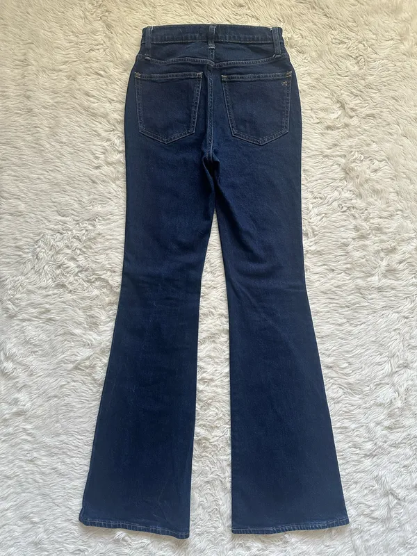 Madewell Jeans Skinny Flare in Rinse Wash High Rise Dark Wash Indigo Sz 24 - Image 5