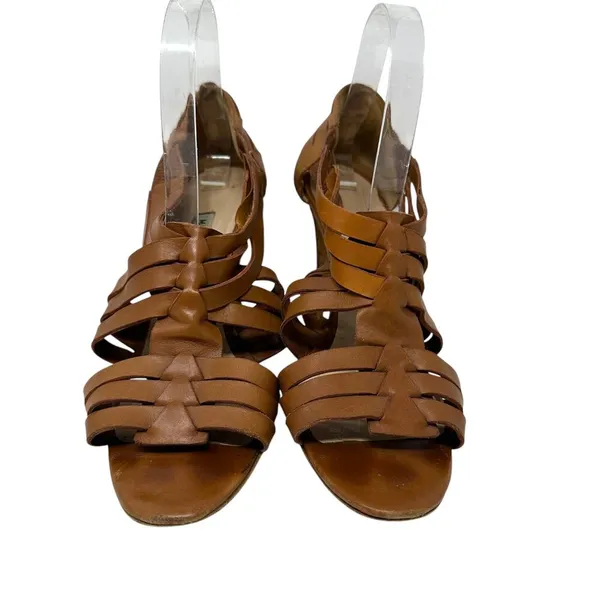 Manolo Blahnik Ochre Leather Sandal Heels Cognac Brown Size 40.5‎ US 10.5 - Image 3