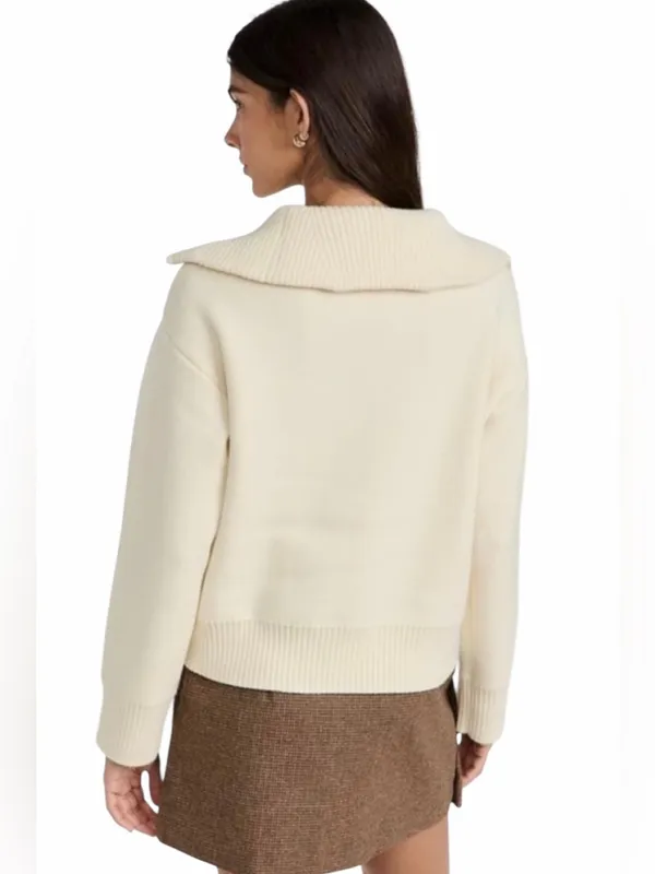Anthropologie by English Factory Quarter zip Knit Sweater pocket front Size S - Image 7
