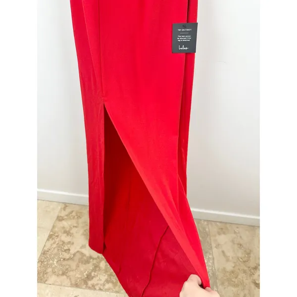 Lulus Keeper of My Heart Red One-Shoulder Maxi Dress Formal Stretch XL NWT - Image 10