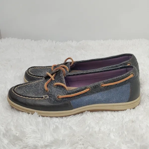 Black Sperry leather boat shoes sz 8 - Image 3