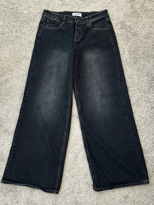 RSQ Low Rise Baggy Wide Leg Jeans In Washed BLACK Sz. 27 - Image 4