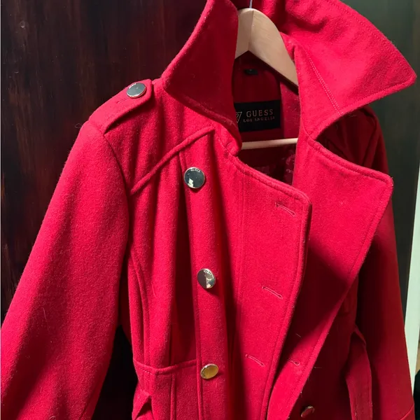 Guess Women's Vibrant Red Trench Coat. Wool blend - Image 8