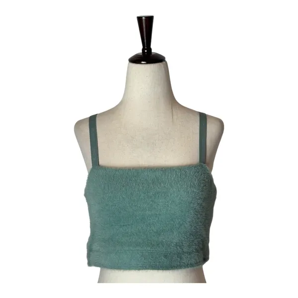Gymshark‎ Whitney Simmons Sports Bra Large Green Eyelash Fuzzy Knit Bandau Top - Image 4