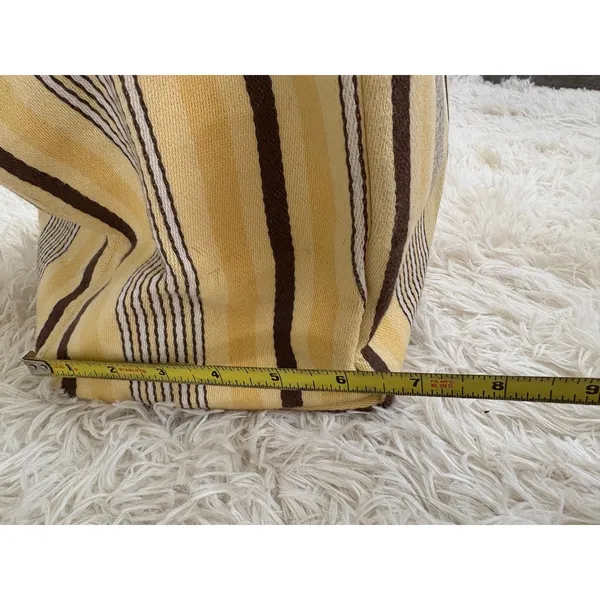 Restoration hardwareStriped Canvas Tote Bag Large Yellow Brown Snap Closure‎ - Image 8
