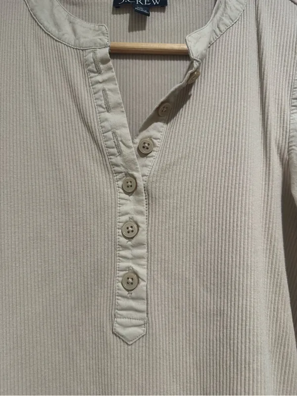 J. Crew Ribbed Puff Sleeve Henley Top - Image 6